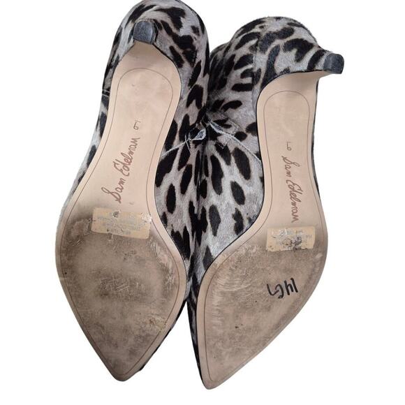 Sam Edelman Kinzey Dyed Calf Hair Leopard Low Kitten Heel Leather Booties 9B - Picture 7 of 7